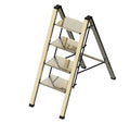 Modern Aluminium 4-Step Foldable Ladder Stool with Wide Pedal Lightweight Portable Plant Stand Gold Color 330lbs Capacity