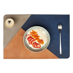 High-Quality Dining Table Mat Handmade Splicing Leather Rectangular Colored Custom Logo Placemats