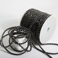 Black 2.5*5mm Glass Patterned Rhinestone Rope with 6mm Flash Rhinestone 3D Adhesive Circular Stretching Technology Glue on