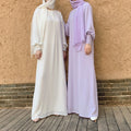 Chiffon Solid Color Polyester Women's Islamic Abaya-Long Sleeve Casual Formal Ethnic Clothing From Dubai