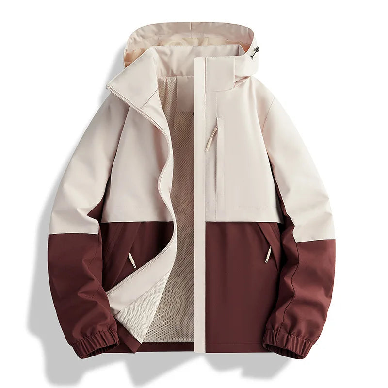 Aoyema Men Women Hiking Clothing Jacket Waterproof Windproof Breathable Couple Light Weight Polyester Mountaineering Jackets