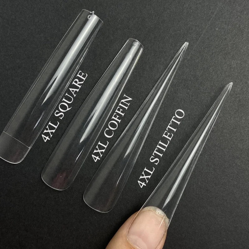 70mm 5XL Extra Long Full Cover Square Tips Private Label Super Long Press on Tips 4XL Full Coverage Tapered Square Nails