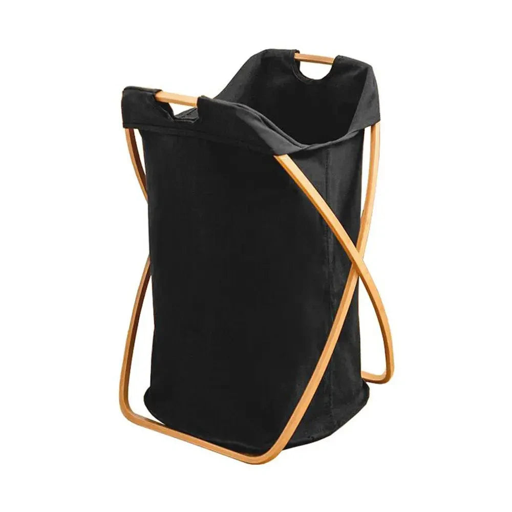 Large Bathroom Foldable Collapsible Bamboo Cloth Dirty Clothes Storage Laundry Hampers Basket