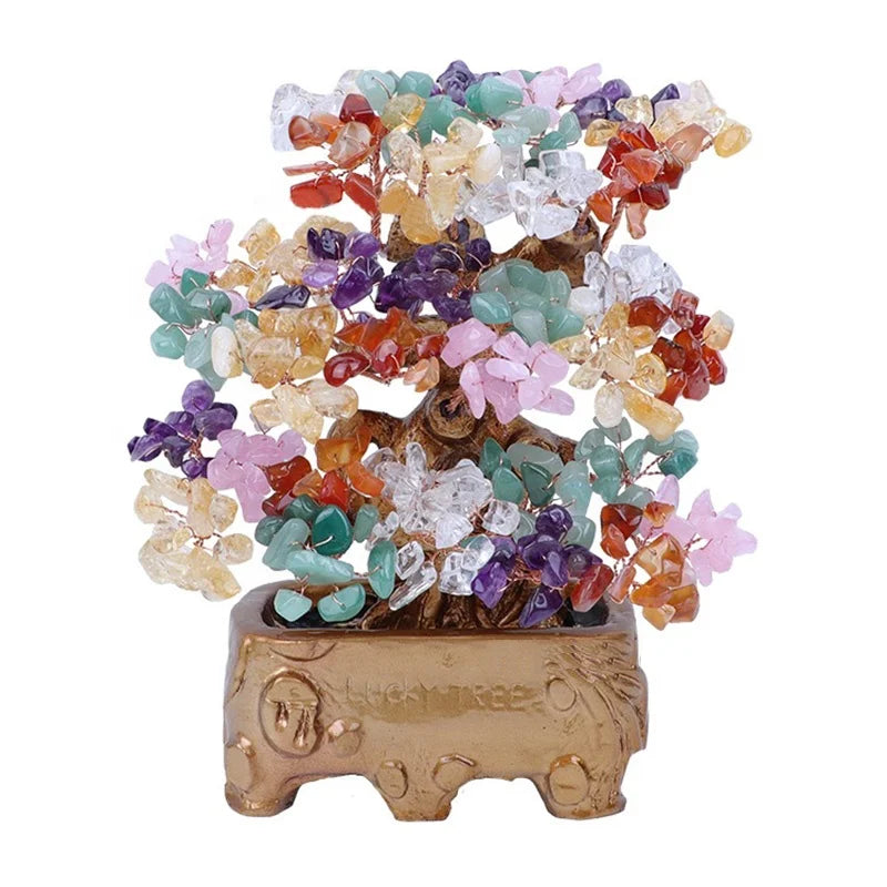 Wholesale Natural Amethyst Lucky Tree Fengshui 7 Chakra Crystal Gravel Tree Citrine Crystal Money Tree