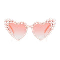 Hot Sale Pearl Heart Shaped Sunglasses Frame Shades for Women's Holiday Gift