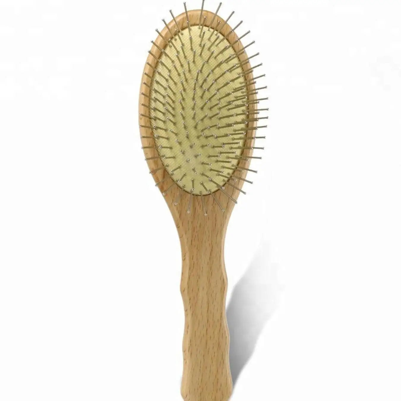 Natural Beech Wood Professional Hairbrush with Stainless Steel Teeth and Paddle Feature Scalp Massager for Salon & Home Use