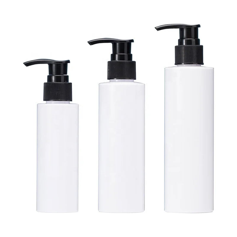 White Cylinder PET Plastic Lotion Bottles Hair Oil Shampoo Dispenser Cosmetic Emulsion Cream 100/150/200ml Lotion Pump Bottle