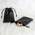 Luxury 9x12cm Black Soft PU Leather Jewelry Packaging Pouch New Style Drawstring Bag for Earrings and Necklace