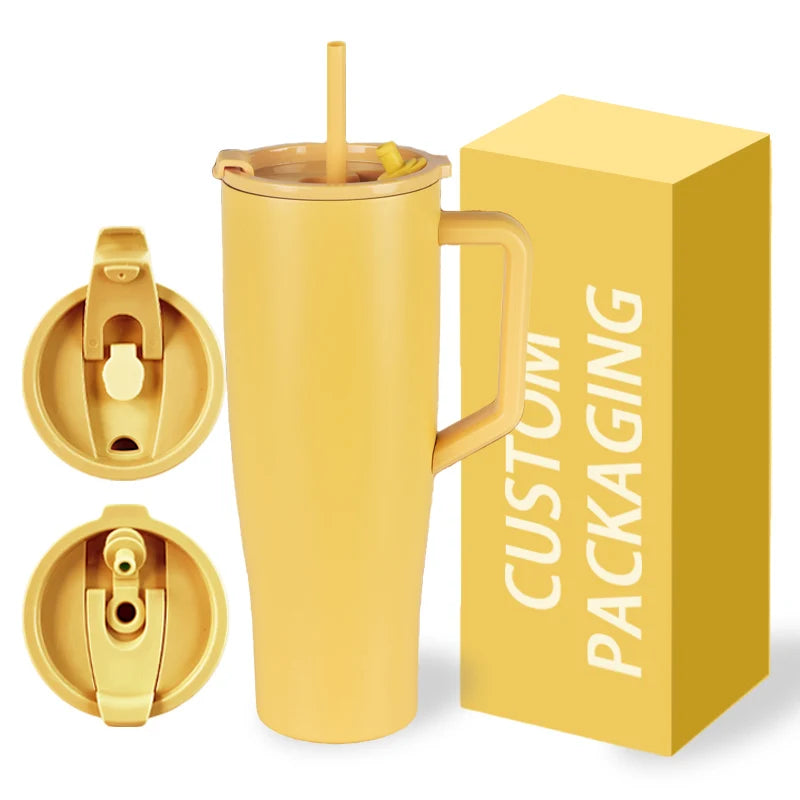 New Arrival 40oz Stainless Steel Vacuum Insulated Tumbler Leakproof 2-in-1 Lid Eco-Friendly for Coffee Tea Camping Travel Handle