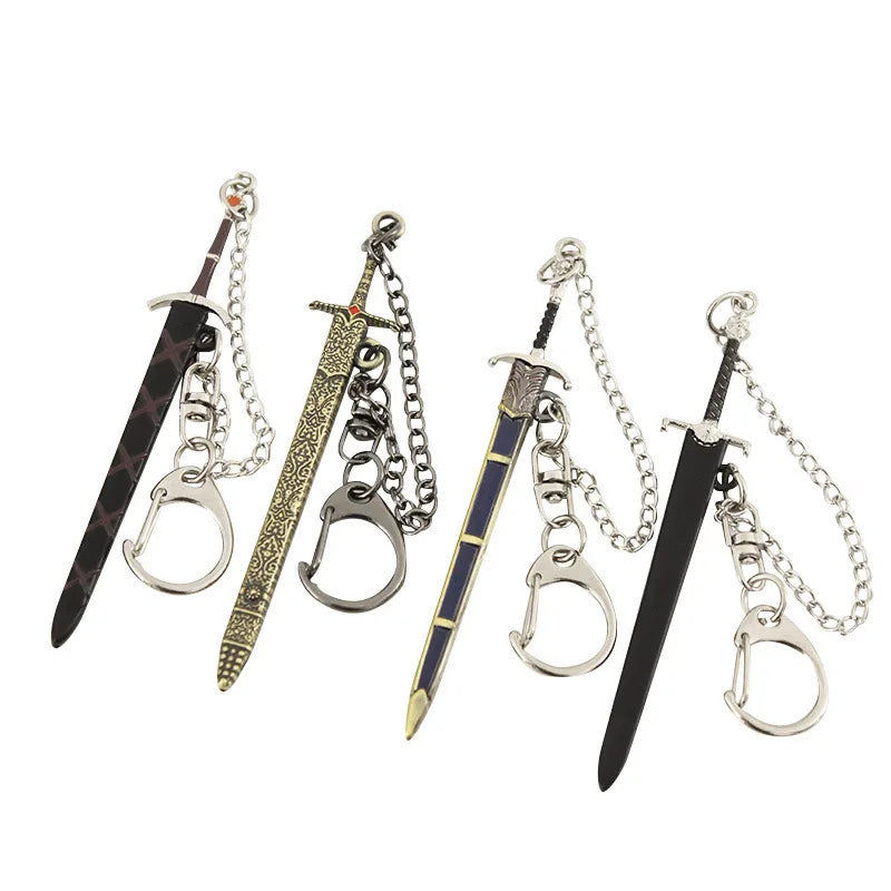 Wholesale Custom High Quality Fashion Zinc Alloy 3D Carabiner Mini Knight Sword Toys Keychain with Custom Logo From Game Thrones