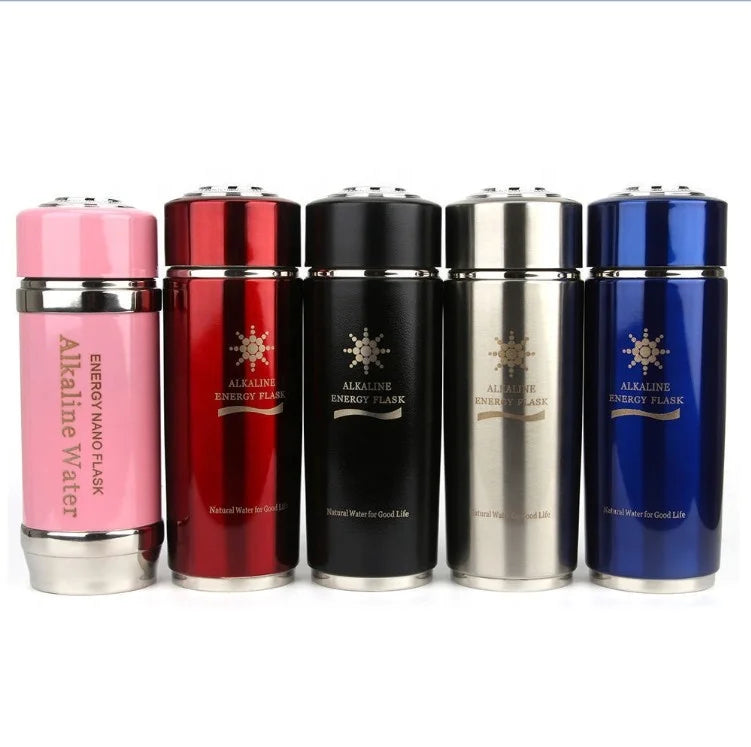 Powerful Colorful Stainless Steel Tourmaline Nano Alkaline Vacuum Insulated 420ml Water Flask Premium Tumblers Gift