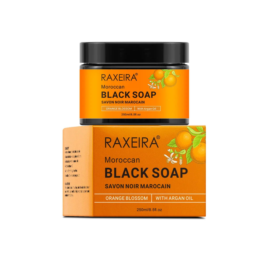 Private Label Natural Moroccan Black Soap 250ml Deep Cleansing for Blackheads and Acne Anti-inflammatory and Moisturizing