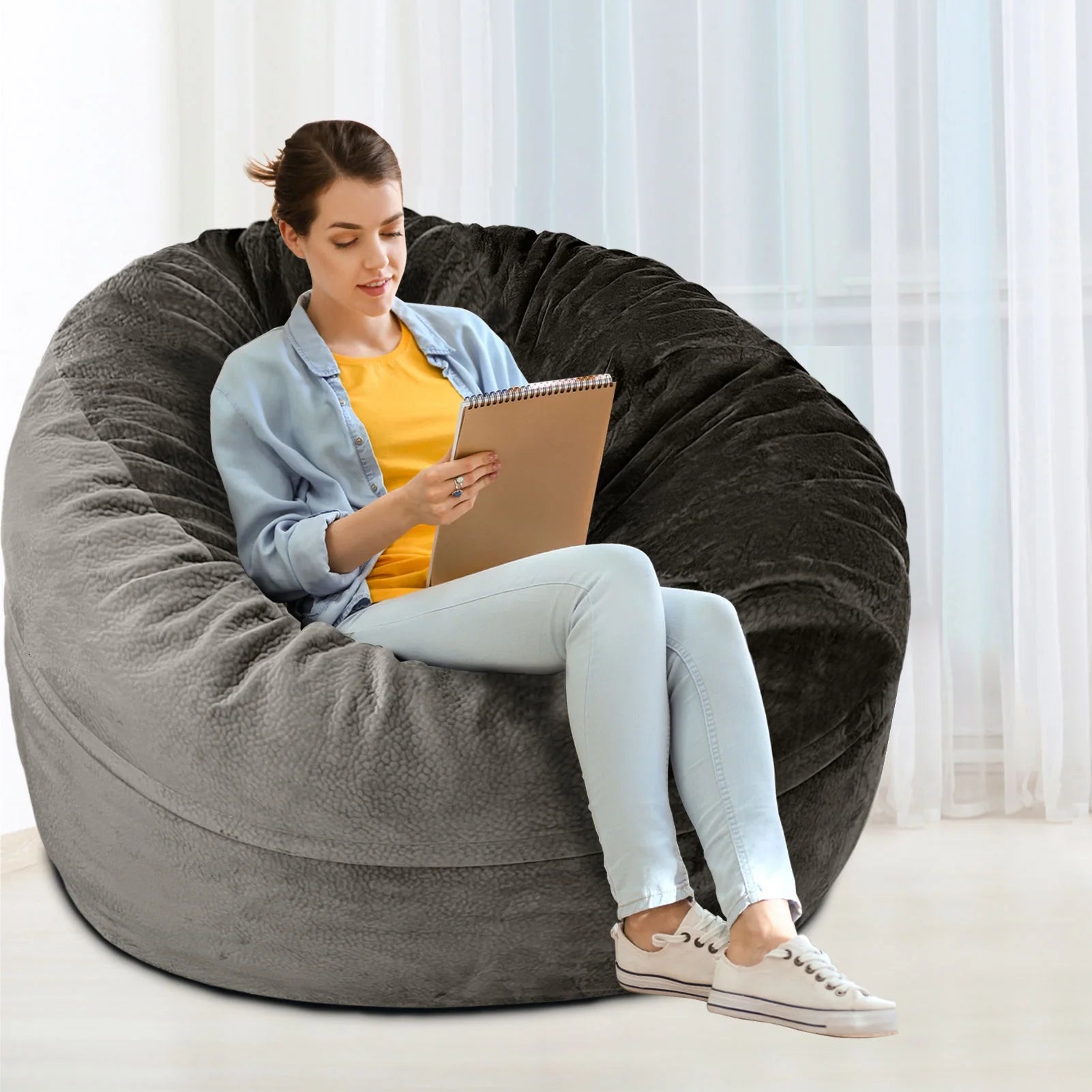Custom 120dia X 71cm 48" Dia X28" Artificial Sofa Cover Beanbag Living Room Lounge Family Reading Lazy Sofa Chair