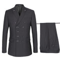 Men Suits Slim Fit New Fashion Suit Double Breasted Peake Lapel Navy Blue Black Wedding Groom Party Prom Skinny Costume