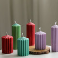 Aesthetic Modern Decorative Taper Wax Tooling Unique Striped Column Home Candle Mould Thick Ribbed Pillar Candle Silicone Mold