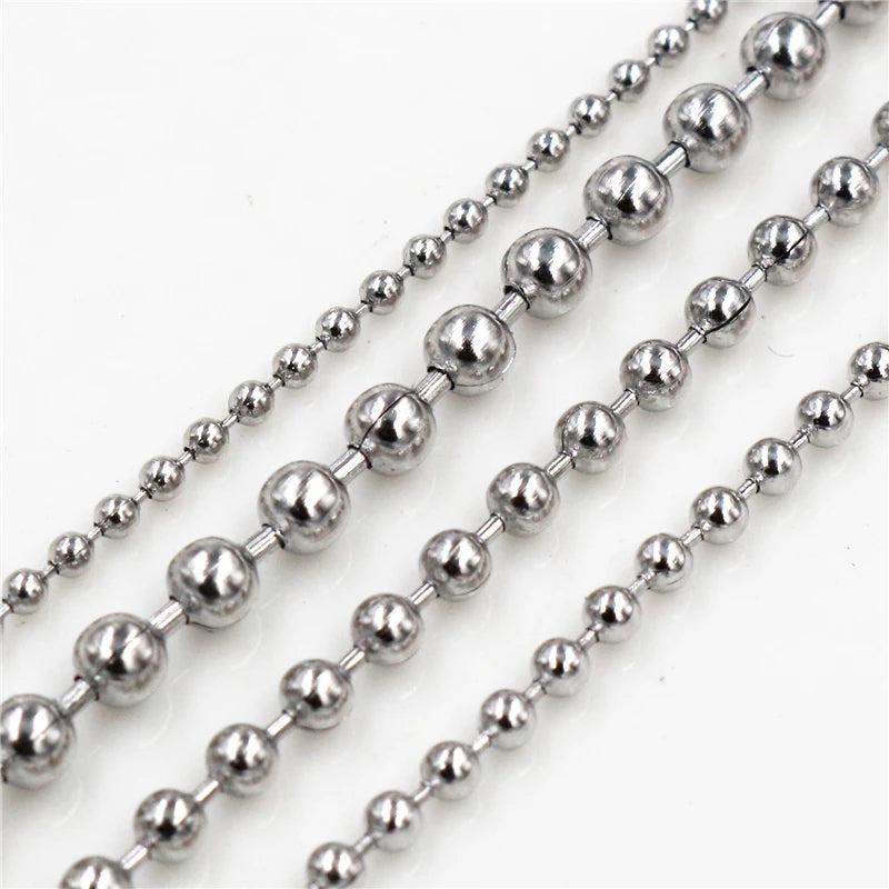 5 Meters/Lot 1.5/2.0/2.4/3.0mm Beaded Ball Stainless Steel Bulk Ball Bead Chains for DIY Necklaces Jewelry Making Accessories