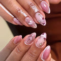 Hot Order Factory Medium Custom Wholesale Stick on Nails French Rhinestone Love False Nail Press on Design Nails