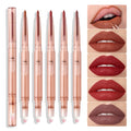 Dual-Head Rotating Lip Liner Pen Smooth Matte Velvet Lipstick with Lip Contour Pencil