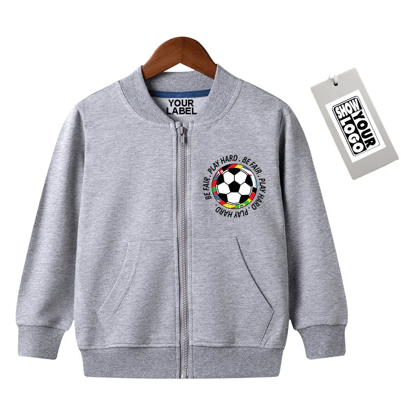 100%  Cotton Kids French Terry Fabric Jacket With Zipper Optional Color Zipper Sweatshirt With Twin Pockets Boy Jackets
