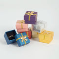 4x4x3cm Mini Travel Jewelry Box Cheap Square Ring Storage with Detachable Lid and Bow for Wedding Ring & Women's Jewelry