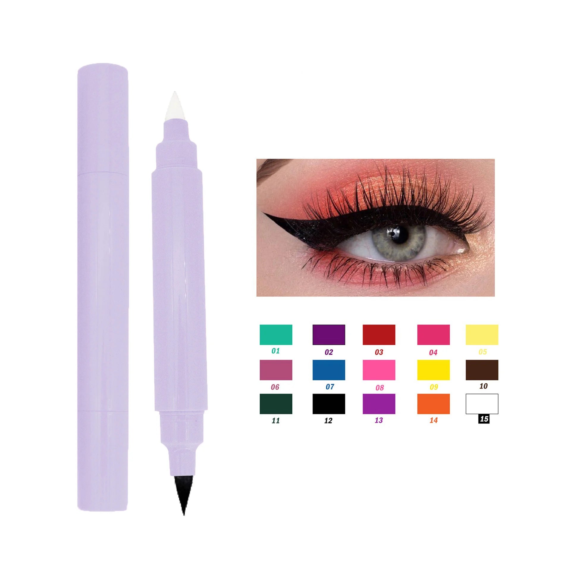 Waterproof Double Heads Eyeliner Eraser Pen Custom logo Vegan Eyeliner with Eraser