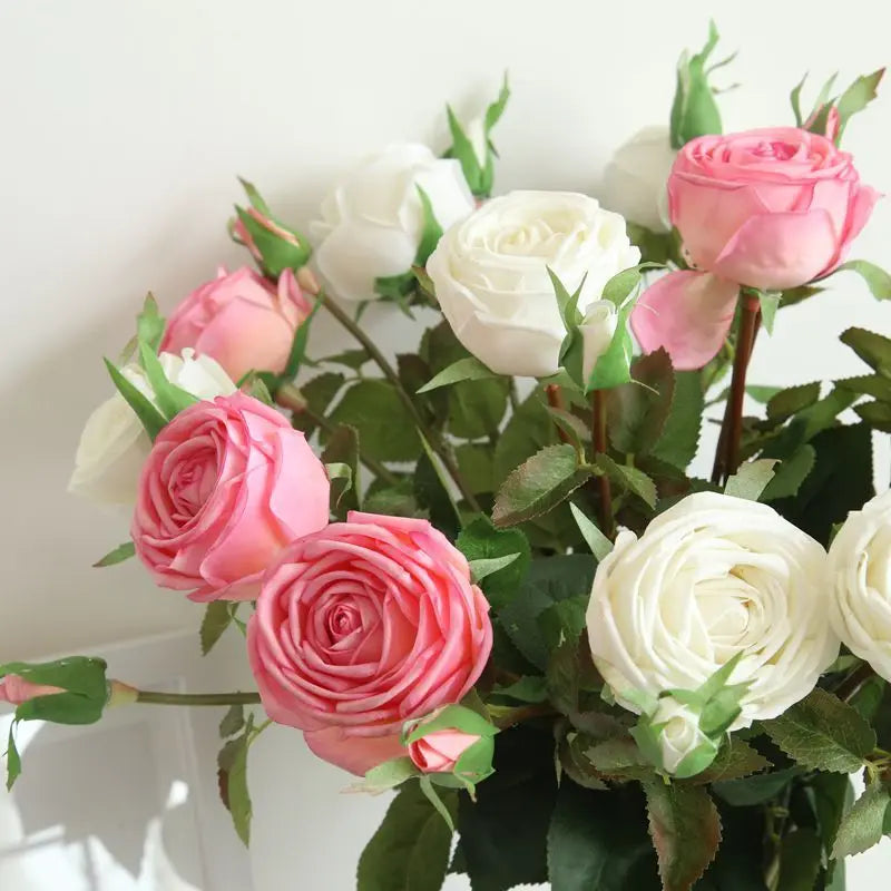 A1252 Wholesale Home Wedding Decoration Fake Silk Single Flower Rose Blush White Red Latex Real Touch Big Artificial Rose Flower