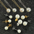 Hawaiian Imitation Dainty 18k Gold Plated Single Pearl Choker Necklaces Trendy Shell Pearl Stud Earrings Jewelry for Women Girls