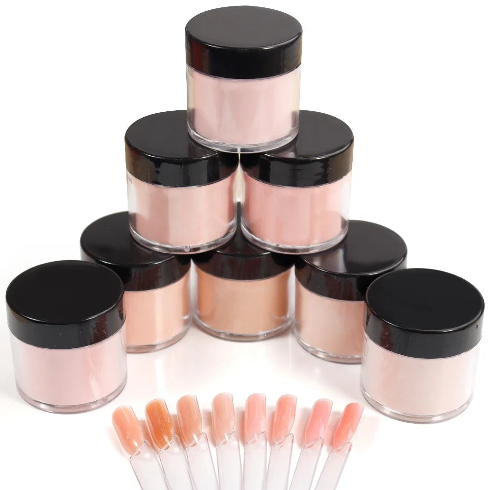 Wholesale 1oz Custom Private Label Bottle Nail Dipping Acrylic Powder for Nails New 8 Nude Colors 2 in 1 Cover Acrylic Powder
