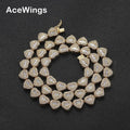 BC233 8mm Heart Geometric Zircon Tennis Link Chain Silver/Gold Plated Women's Hip Hop Necklace