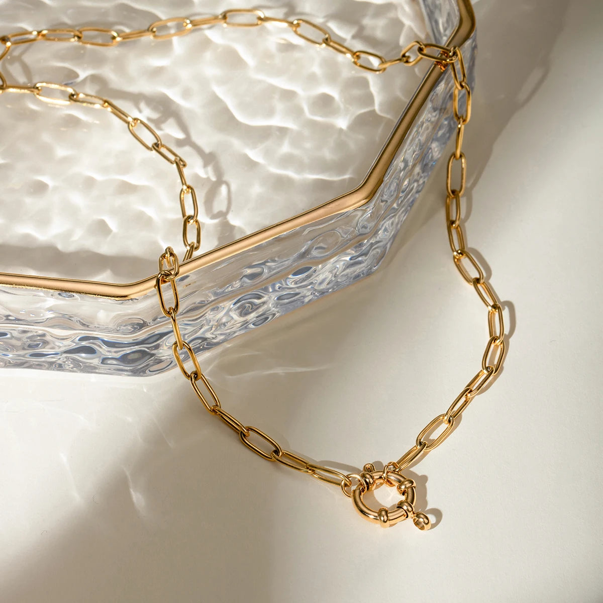 J&D DIY Charms Stainless Steel Gold Plated Necklaces Simple Cross Chain Multifunctional Necklace