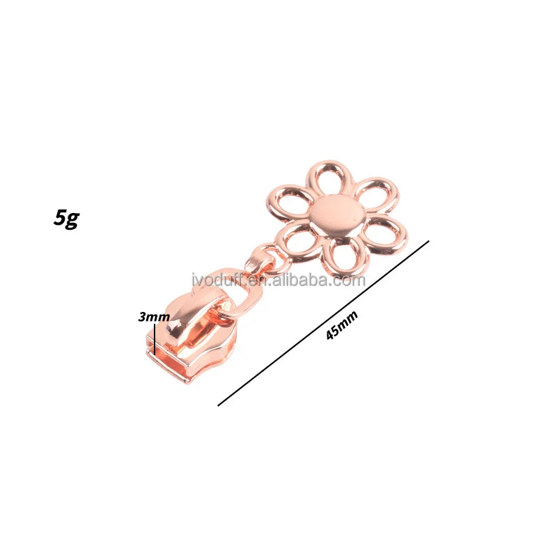 5# Handbag Garment Zip Head Flower Shape Zipper Puller Slider