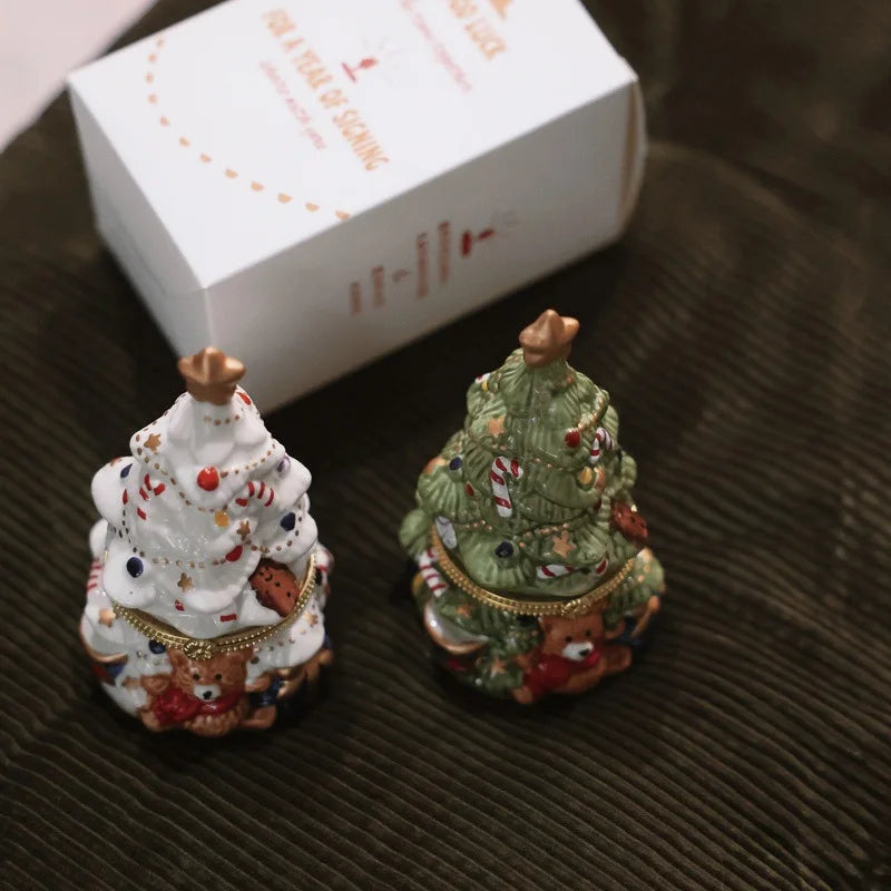 Christmas Tree Santa Decoration Moissanite Ring Holder Necklace Set Custom Fashion Jewelry Box Scented Candle
