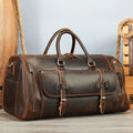 MARRANT Vintage Men's Crazy Horse Genuine Leather Weekender Holdall Overnight Duffel Bag with Shoe Pouch Men Leather Travel Bag