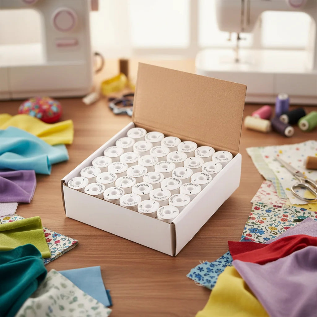 High-tenacity Mercerized Filament Paper Bobbins 70D/2 Polyester Thread for Brother Embroidery Machine Pre-wound Bobbins 60WT