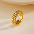Fashion Double Oval Ring Adjustable Waterproof 18K Gold Plated PVD Stainless Steel Ring Gifts for Women