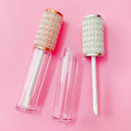 LZ Pack Low MOQ 100PCS Round Metallic Rose Gold Silver Pearl Lip Gloss Container Private Labels 6ml Lip Gloss Tubes With Wands