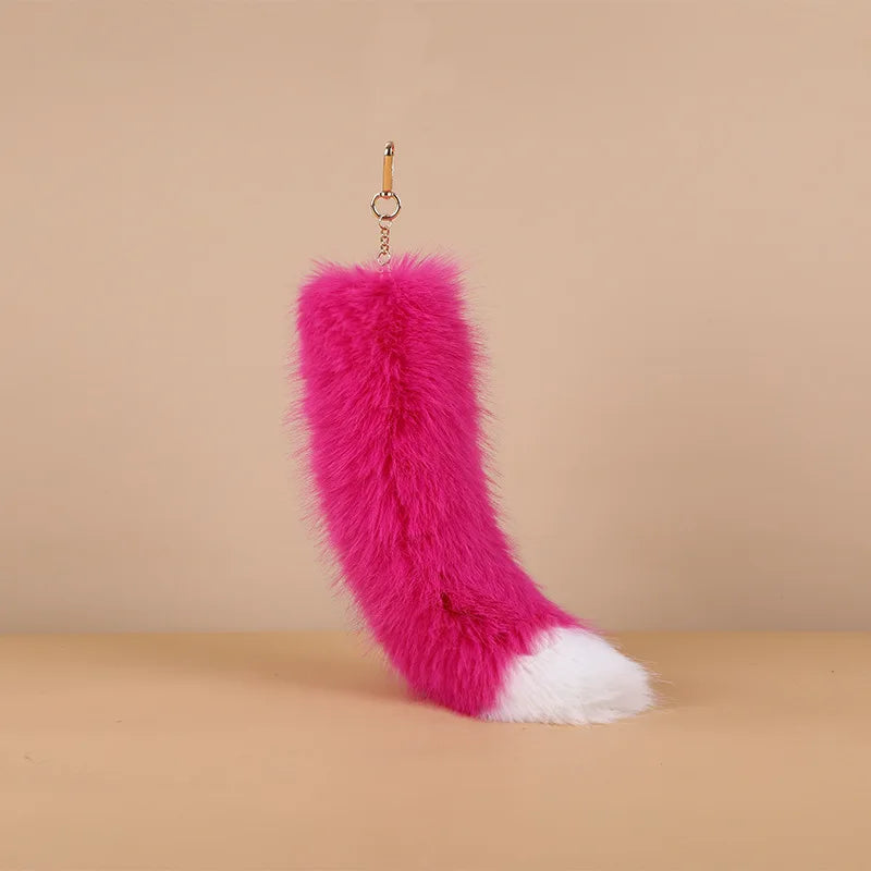 Faux Fox Tail Key chain Pendant Mini Bag charms Pendant Cute Plush Keychain toys Stuffed animal toys car accessories