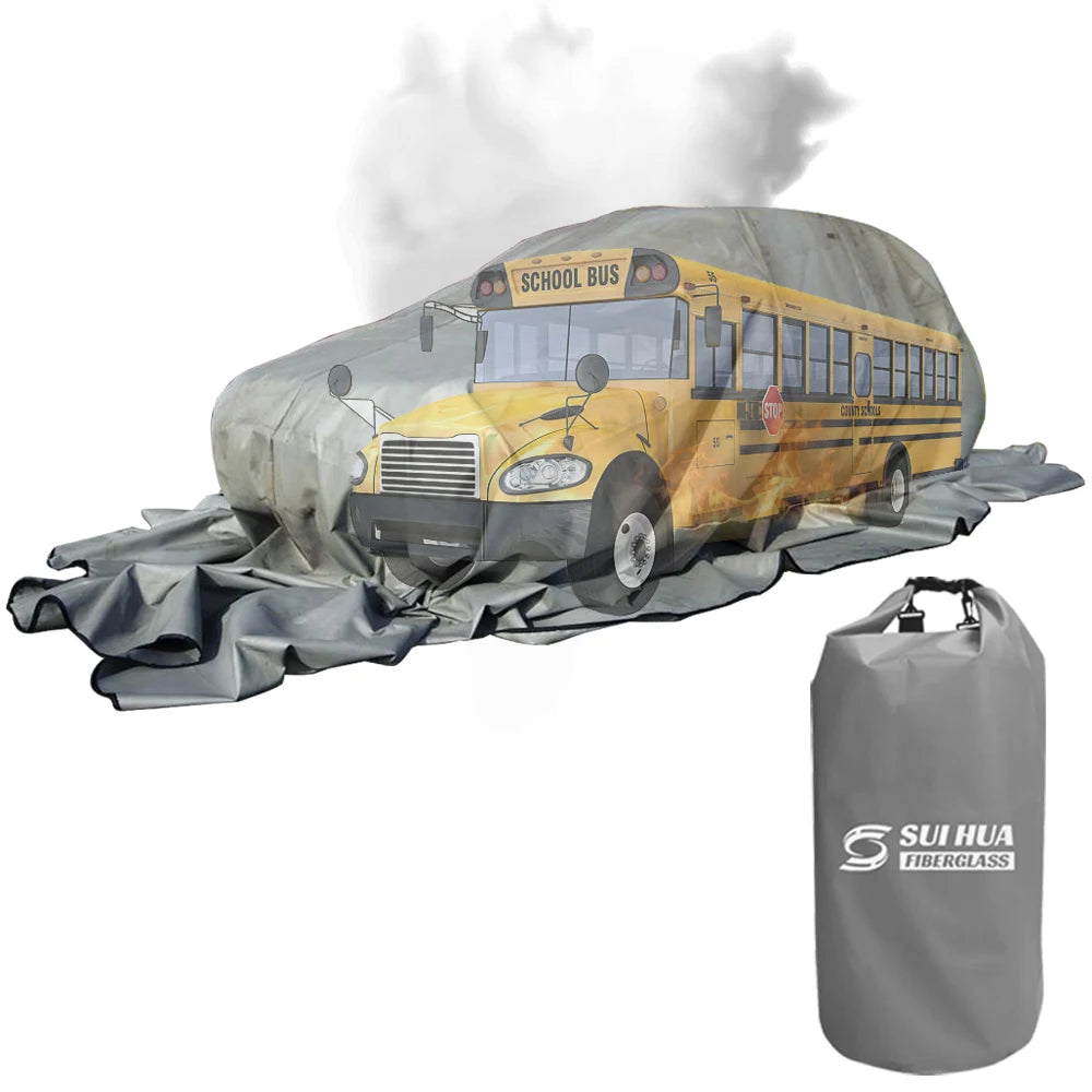 Fire Blanket for School Bus 10 X 12 m Electric Vehicles Fire Blanket 32.8 X 39.4 Ft for Bus