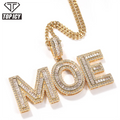 Hiphop Jewelry Square Cut Name Pendants for Necklace Iced Out Initial Name Necklace