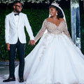2026 Long Sleeves Vestido Casamento Lace up Back Appliqued Vestidos De Novia Princess Ball Gown Wedding Dresses MW383