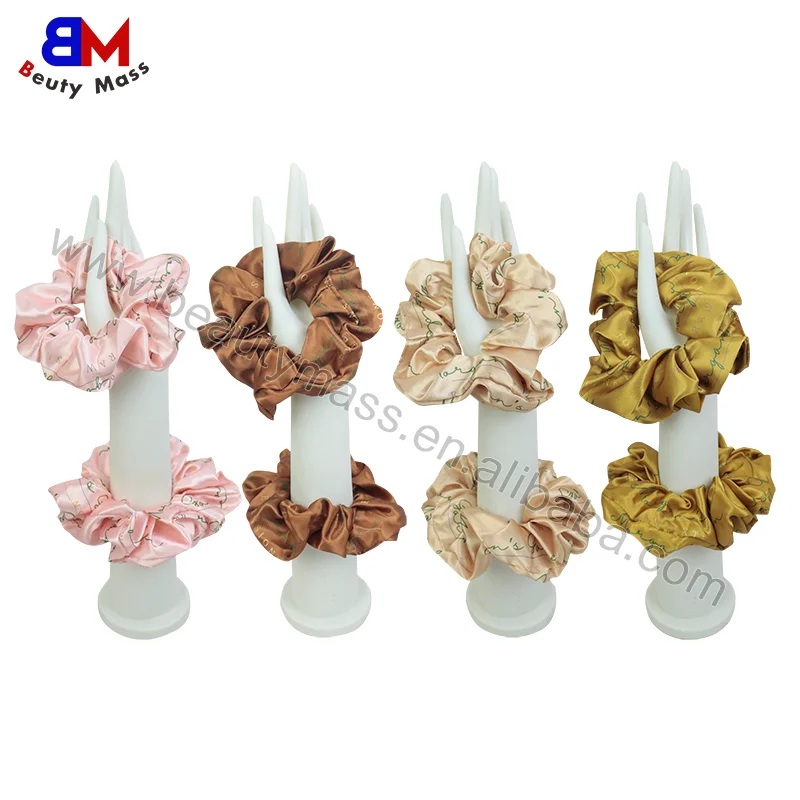 Custom Printing Scrunchies Personalized Logo Pattern Hair Ties Scrunchy Accessory Printed Silk Satin Scrunchies Satin Ring