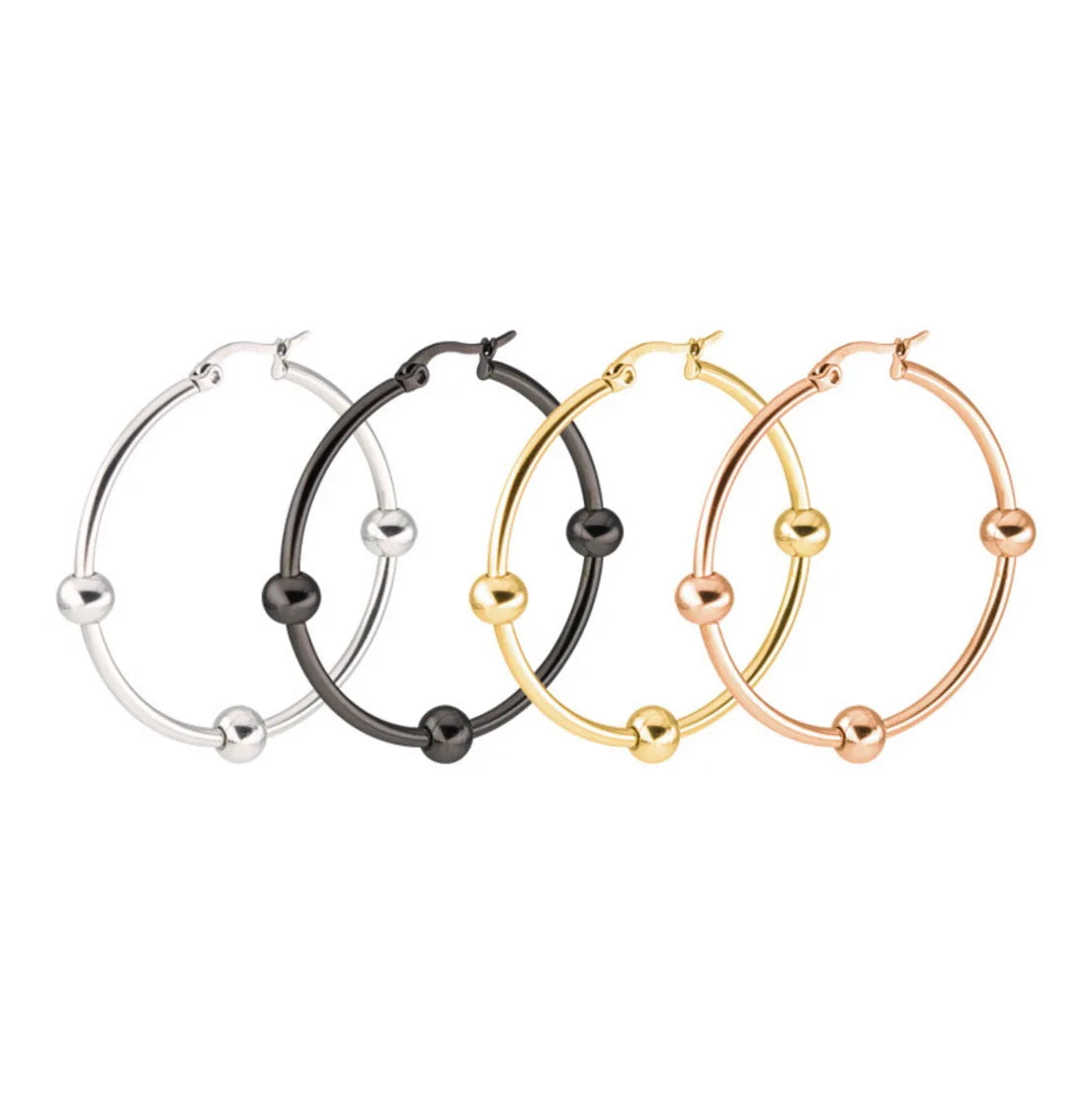 Fashion Trendy Stainless Steel Round Circle Hoop Earrings Handmade Simple Style Hoop Earrings for Women