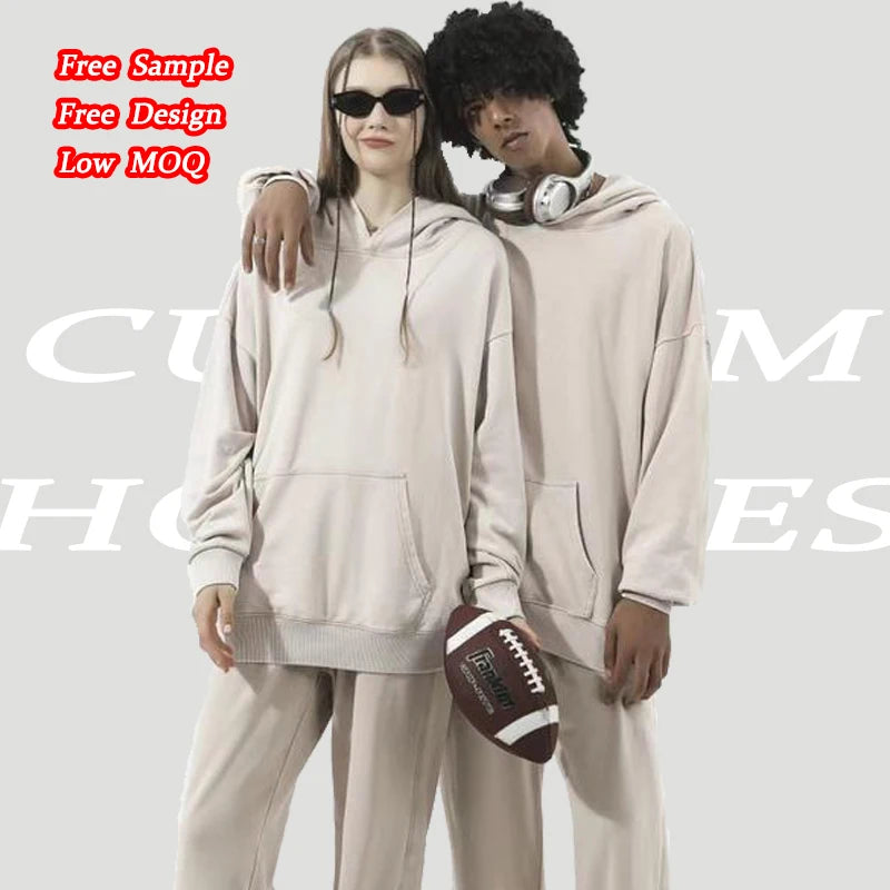 Y2K Custom Logo Drop Shoulder Men'S Hoodie Cotton Printing Heavyweight Oversized Blank Hooded Acid Wash Hoodies&Sweatshirts