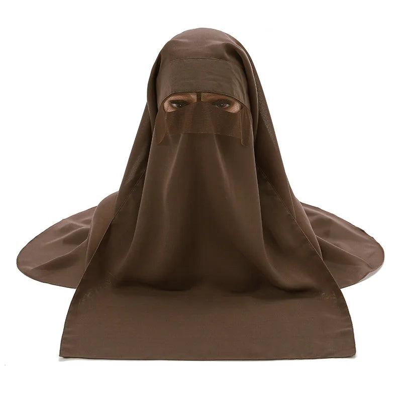 Hot Arab Style Muslim Chiffon Niqab Hijab One Piece Set Instant Muslim Women Khimar 2024