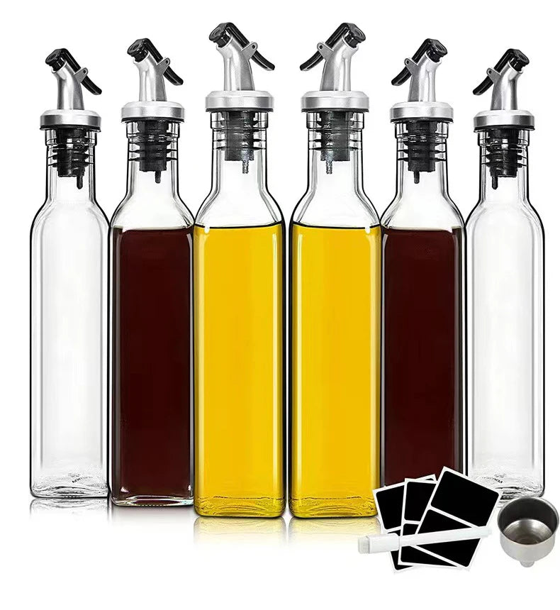 500ml Square Leak-proof Glass Oil Bottle with Metal Cap Eco-friendly Kitchen & Household Soy Sauce Vinegar Bottle