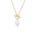 Daidan Freshwater Pearl Rectangular Toggle Clasp Baroque Pearl 925 Sterling Silver Necklace