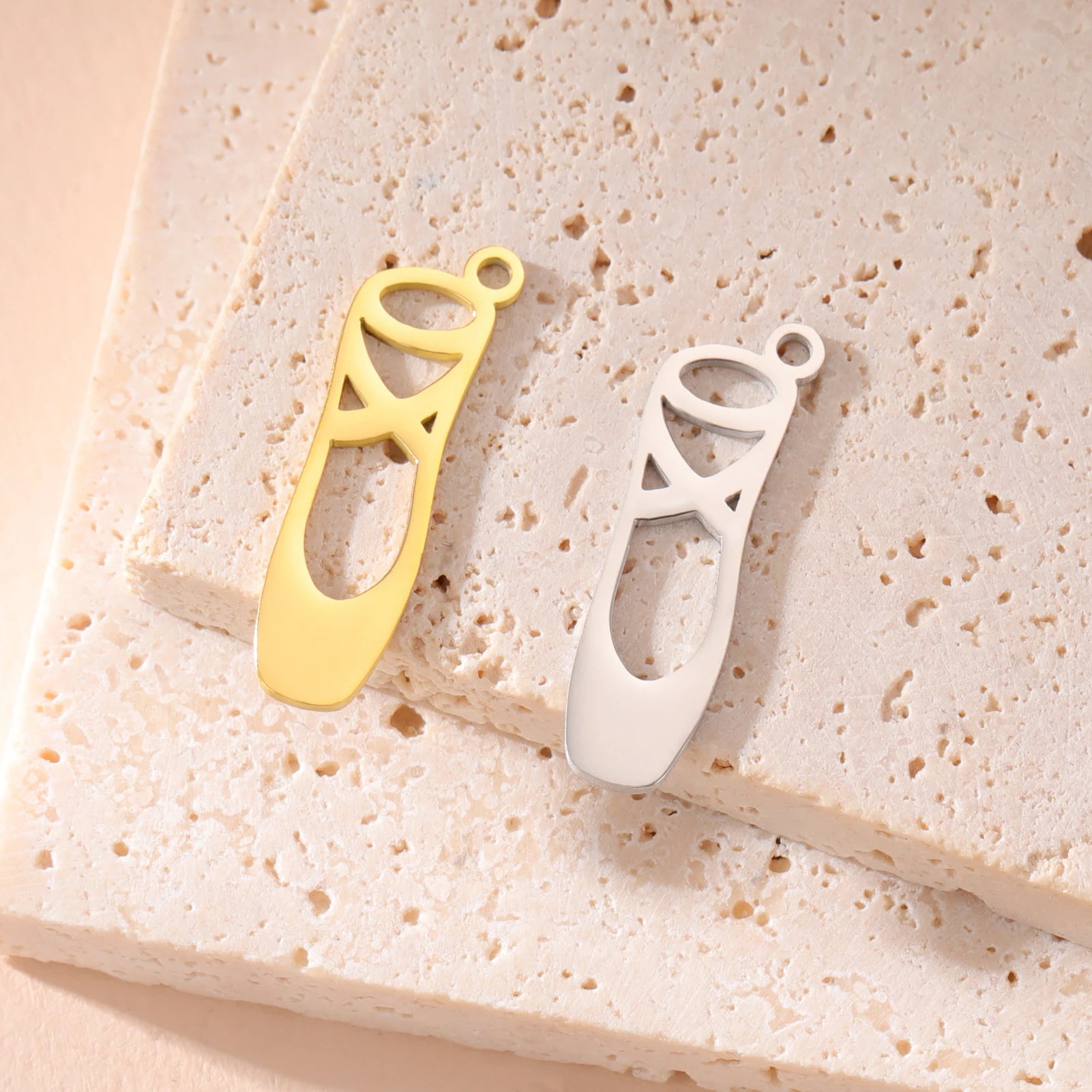 Trendy Stainless Steel Ballet Shoes Charm Hollow Mini Ballet Shoes Pendant  Jewelry Accessories for Necklace Bracelet