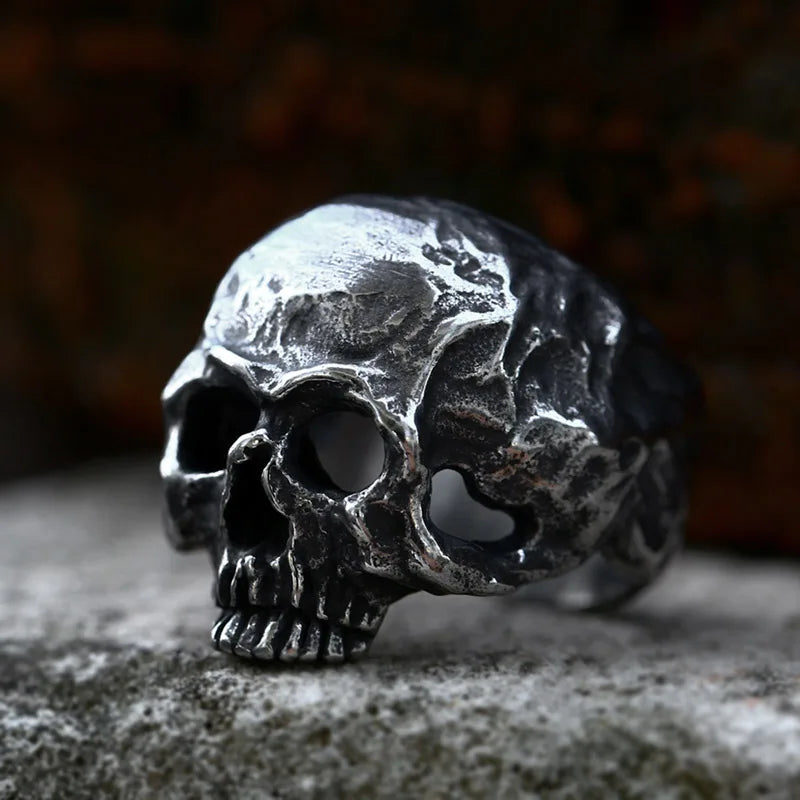 SS8-1227R New Style Stainless Steel Ghost Head Skull Ring Hip Hop Biker Cool Men's Ring Rock Biker Jewelry Wholesale Gift