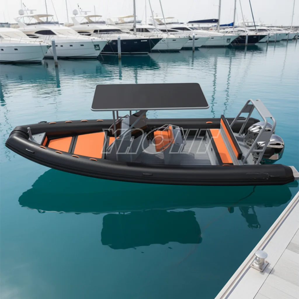 Deluxe Ocean Master 25ft RIB 760 PVC/Hypalon/Orca Double Aluminum Rigid Hull Inflatable Boat With T-top