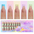 5 Colors Mixed DIY Classic Coffin Almond Square Press on Nails Nude Color French Design False Nail Tips Finger ABS